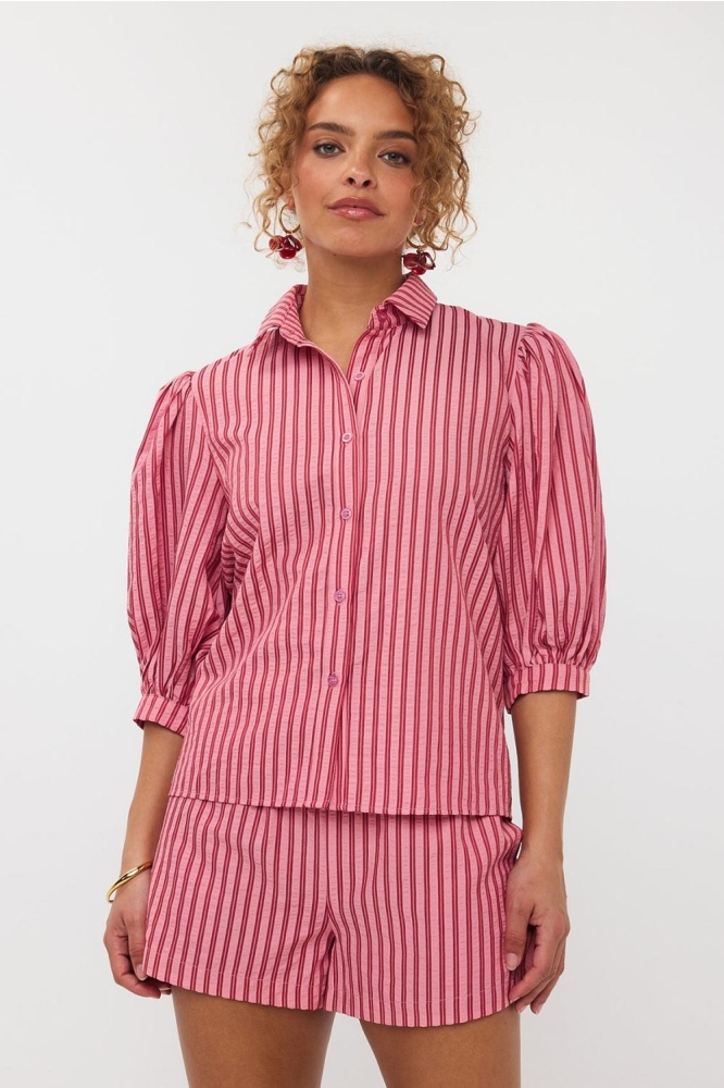 BLOUSE ANNIE HSS2508 10139 PINK/ DARK RED